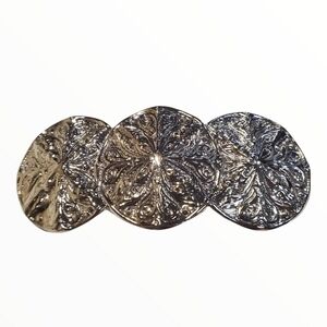 Silver Sand dollar pressed molded tin hair clip Barrette